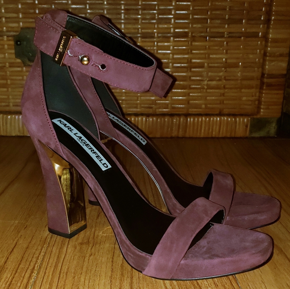 Karl Lagerfeld Burgundy Suede Heels